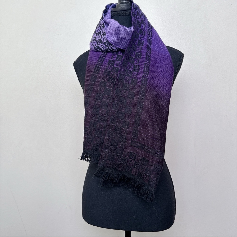 Versace Unisex Purple Ombre Geometric One Size Woven Scarf